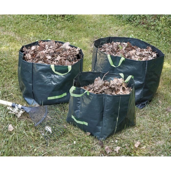 COGEX Lot de 3 sacs a déchets végétaux en polyéthylene - Autostable - 70 L, 100 L et 170 L