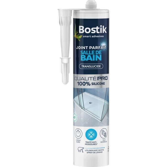 Mastic salle de bain - BOSTIK - Joint Parfait - Étanchéité silicone - Anti moisissures - Transparent - 280 ml