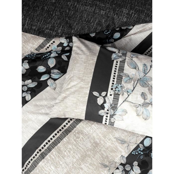 Image secondaire de Parure de lit - 1 housse de couette 220 x 240 cm + 2 taies d'oreiller 60 x 60 cm - 100% coton renforcé - Anthracite