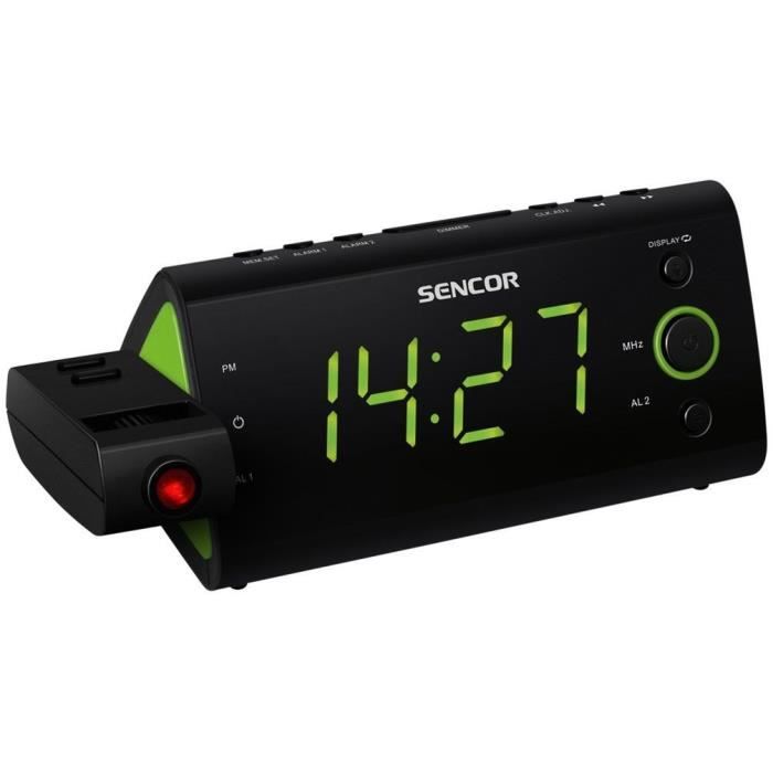Image secondaire de Radio-réveil - SENCOR - SRC 330 GN - Ecran LED 1,2? vert - Tuner FM - Projection heure - Noir
