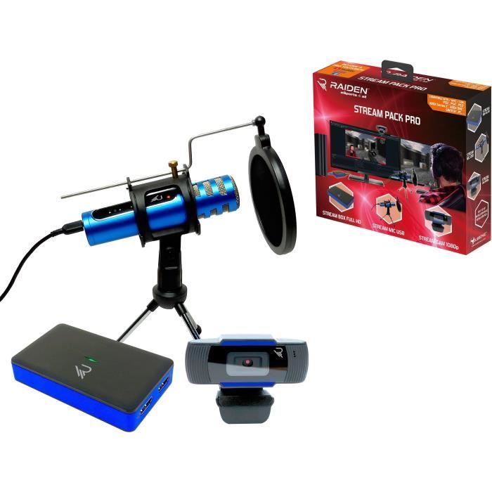 Subsonic Raiden - Pack accessoires de streaming gamers et youtubers, boitier de capture vidéo Full HD, micro, caméra HD