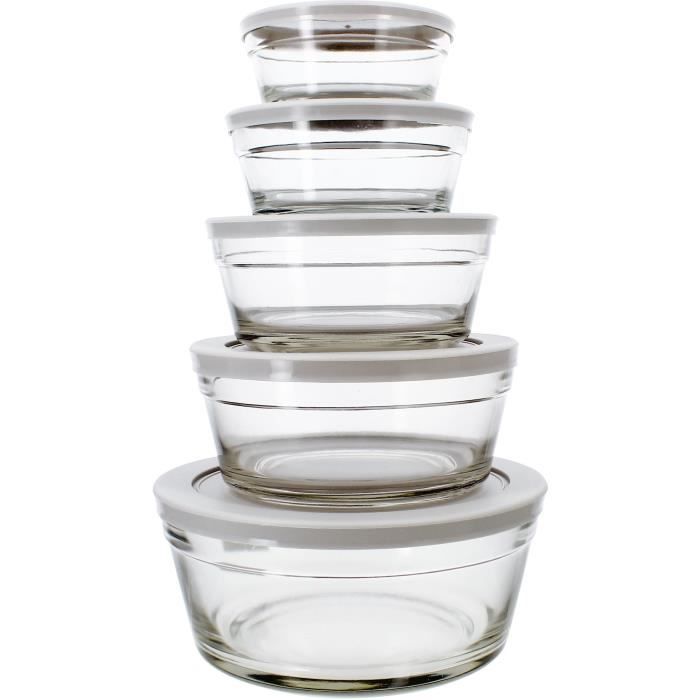 Set di 5 ciotole - MENASTYL - 5039038 - 150 ml, 230 ml, 400 ml, 610 ml e 940 ml - Coperchi in plastica resistente