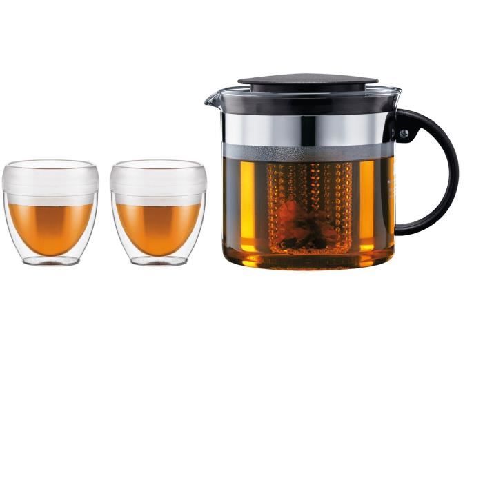 Teiera con filtro - BODUM - BISTRO SET - 1,0 l plastica + 2 tazze a doppia parete 0,25 l