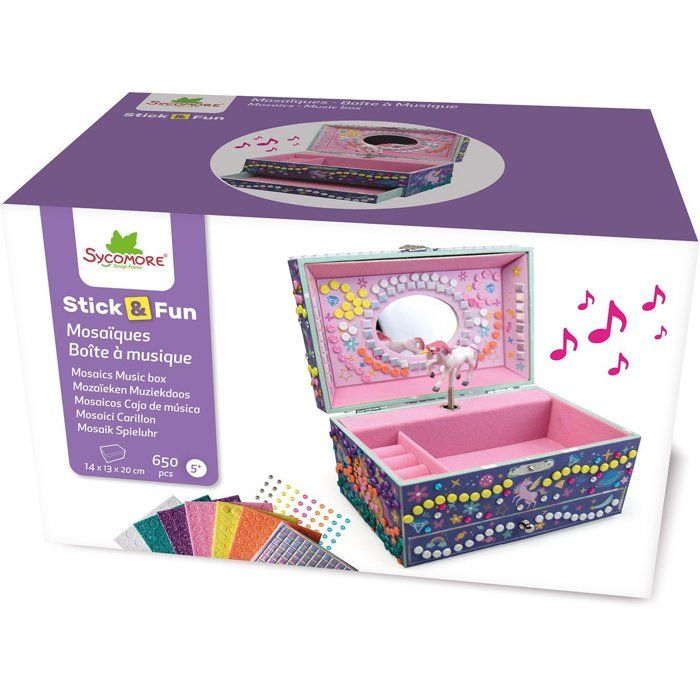 Boîte à Musique Licorne - Mosaiques Colorées Stick'N Fun