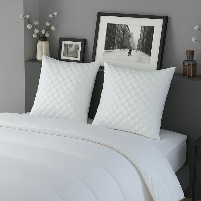 Image secondaire de DODO - Lot de 2 oreillers - MICRO MATELASSE - 60 x 60 cm - Blanc