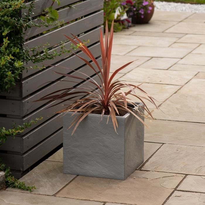 Image secondaire de Pot de fleur - STRATA - L - Carré - Riven - Ø 38.5cm x 46.5cm H - Couleur cendres