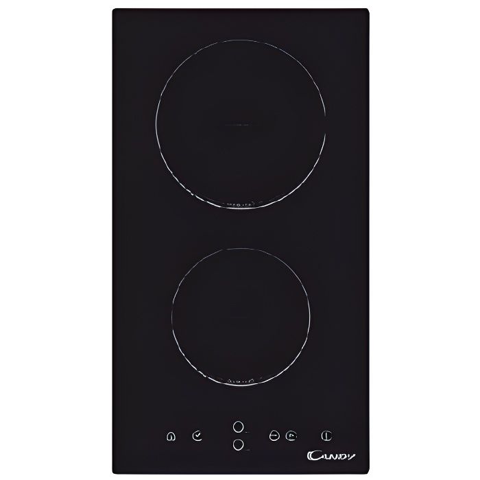 CANDY CDH30 Plaque de cuisson Domino Vitrocéramique - 2 zones - 2900 W - L30 x H5,5cm - Revetement verre - Noir