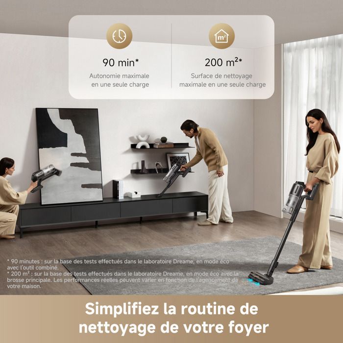 Image secondaire de Aspirateur Balai sans Fil - DREAME Z10 - 210AW - Filtration 99,99% HEPA H14 - Détection poussiere - Réglage Auto de l'Aspiration
