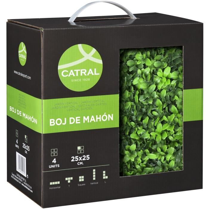 CATRAL - Lot 4 carreaux pour jardin vertical buis longifolia - 25 x 25cm