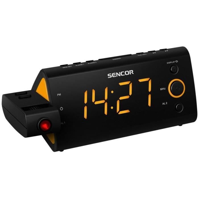 Image secondaire de Radio-réveil - SENCOR - SRC 330 OU - Ecran LED 1,2? orange - Tuner FM - Projection heure - Noir