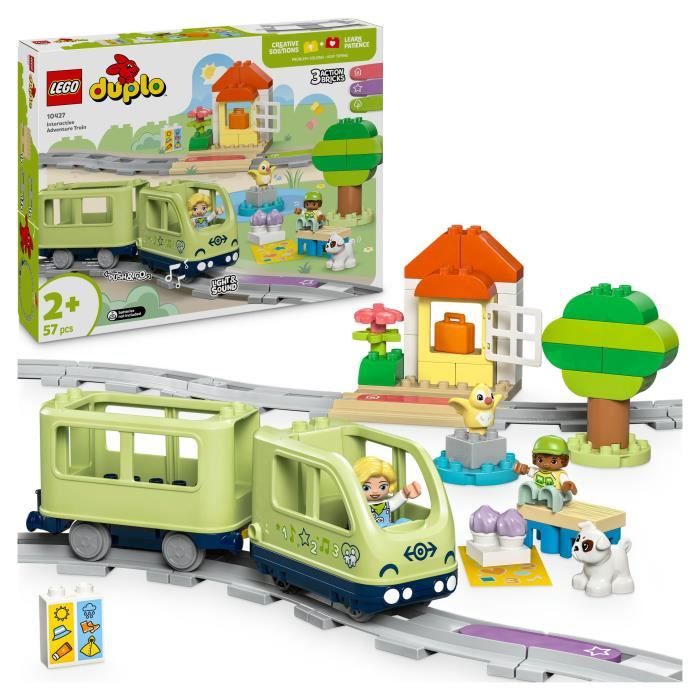 LEGO DUPLO My Town 10427 Treno delle avventure interattivo - Giocattoli per l'apprendimento precoce per bambini di 2 anni