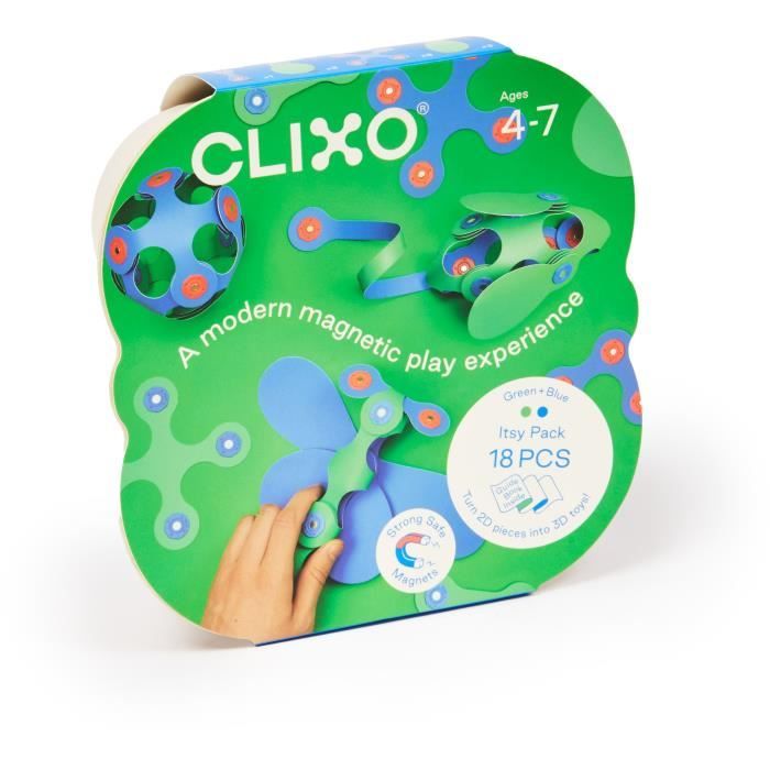 Image secondaire de Jeu de Construction Magnétique - GIPSY TOYS - Itsy CLIXO - 18 pcs - Bleu/vert - Des 4 ans