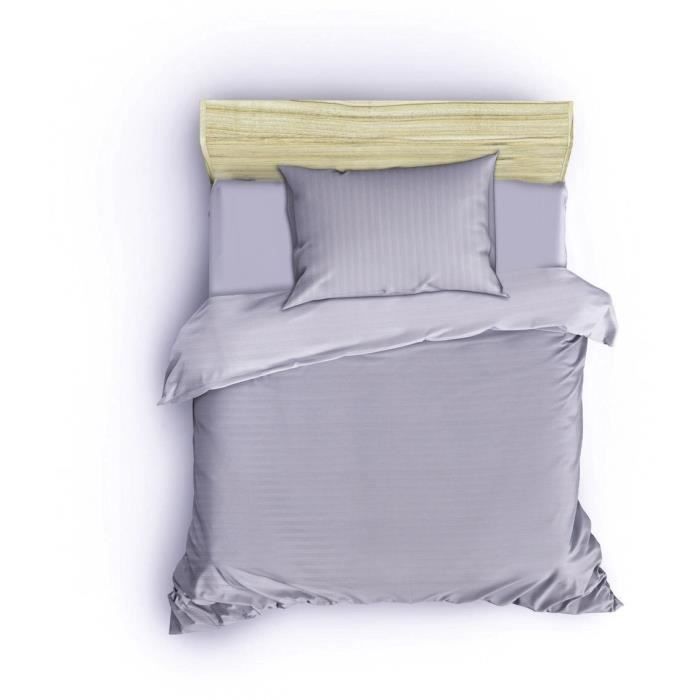 Image secondaire de Parure de lit - 1 housse de couette 220 x 240 cm + 2 taies d'oreiller 60 x 60 cm - 80% coton, 20% polyester - Gris