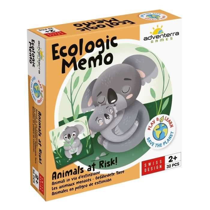 Giochi educativi - GEOMAG - Ecologic Memo Animali a Rischio - Gioco di memoria - Animali in via di estinzione - Associazione bambini/genitori