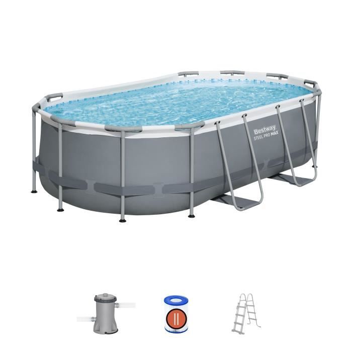 Kit Piscine Hors Sol Ovale Steel Pro MAX™ 427x250 cm avec Filtration et Échelle