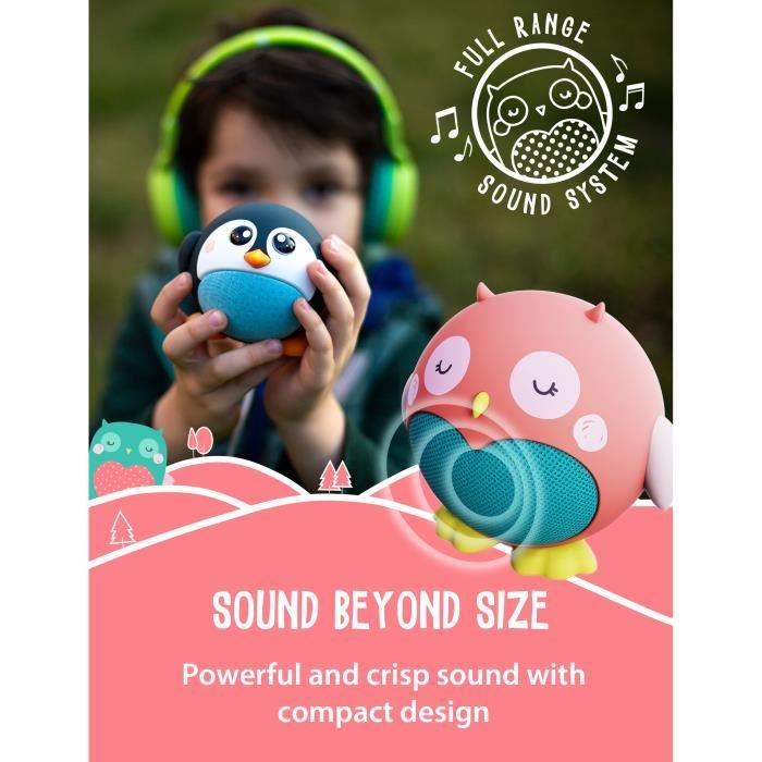 Planet Buddies Enceinte Bluetooth pour Enfant, 4H d'Autonomie, Micro Intégré, Haut Parleur Sans Fil - Rose Hibou