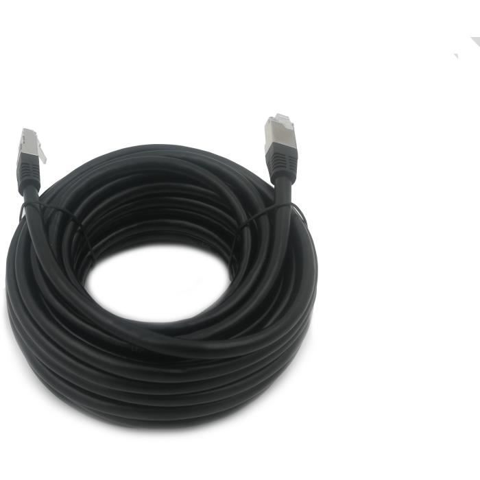 Câble RJ45 Blindé Cat.6 F/UTP Noir 15m - LINEAIRE