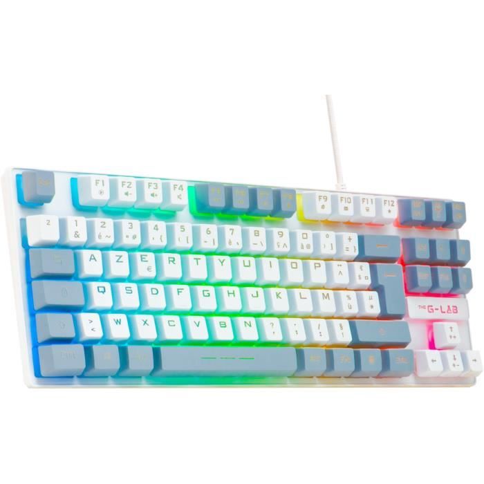 Clavier Gamer - The G-Lab - KEYZ CAESIUM - RGB - Blanc & gris - TKL