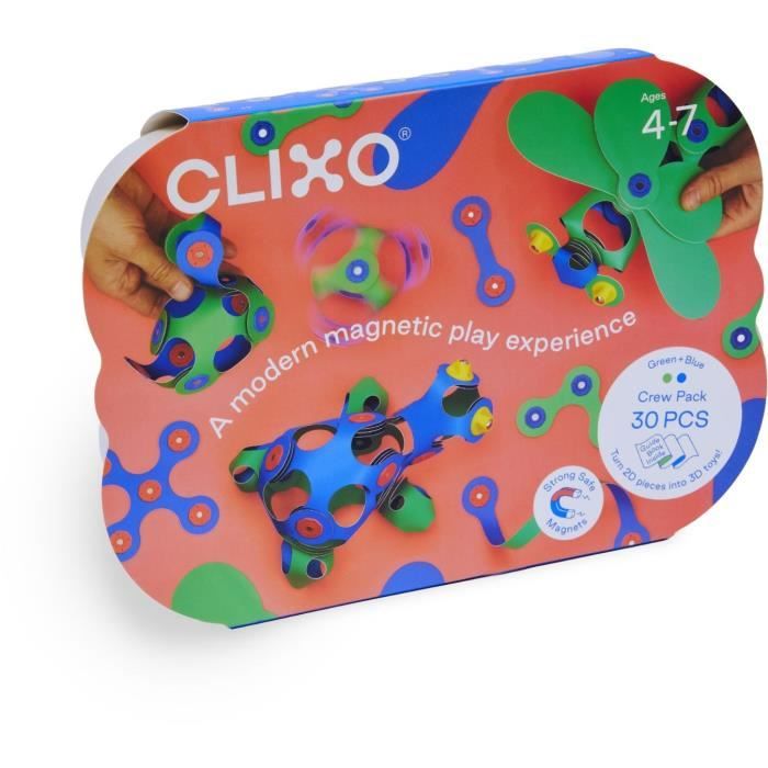Image secondaire de Jeu de Construction Magnétique - GIPSY TOYS - Crew Pack CLIXO - 30 pieces - Flexible - Durable