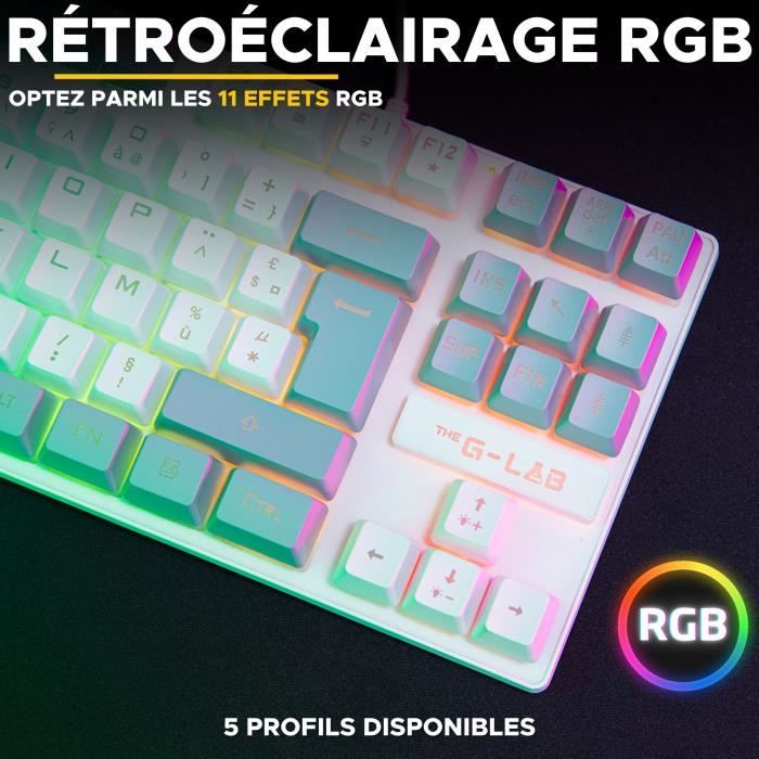 Image secondaire de Clavier Gamer - The G-Lab - KEYZ CAESIUM - RGB - Blanc & gris - TKL