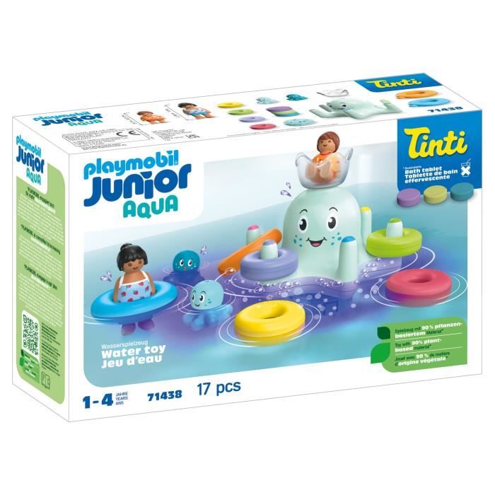 PLAYMOBIL Junior 71438 Polpo Gigante Cavalcabile, Giocattolo da Bagno, Junior AQUA Tinti, 17 Pezzi, Dai 12 Mesi