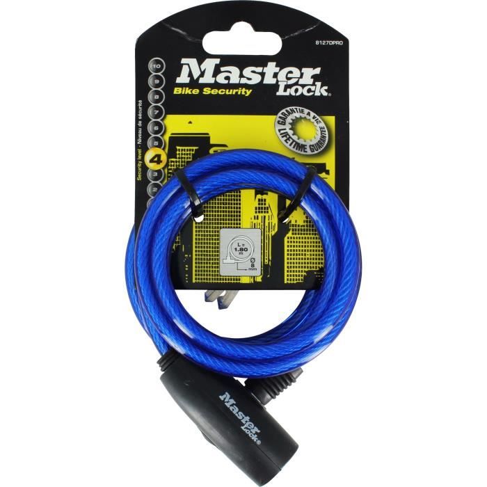 Masterlock antivol câble 8mm serrure a clés