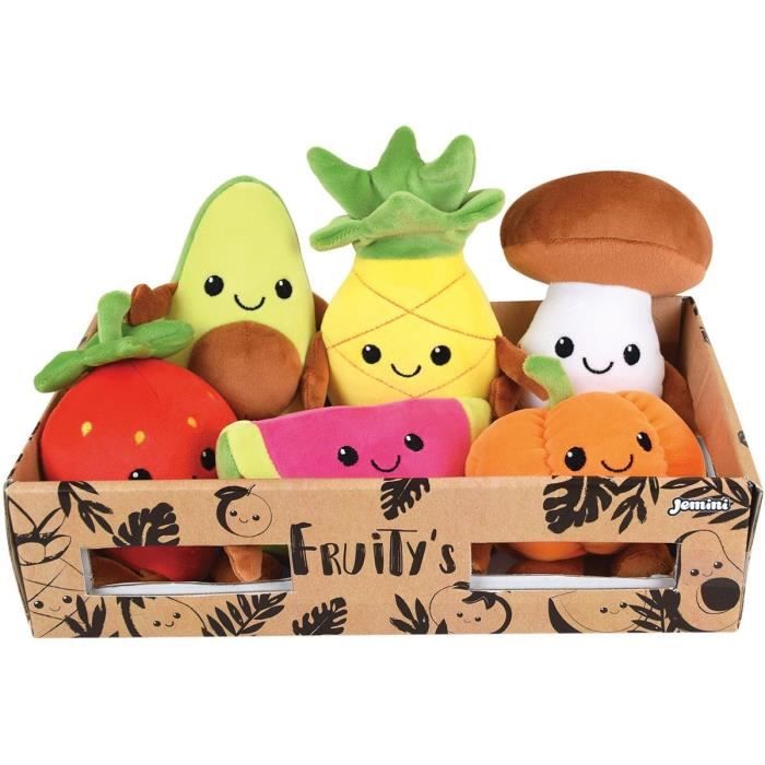 JEMINI Fruity 's box of 6 soft plush fruits and vegetables +/- 17 cm