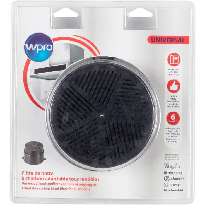 WPRO UNF001 Filtre de hotte a charbon universel (adaptable tous modeles) - Diametre 153 mm - Auto-extinguible