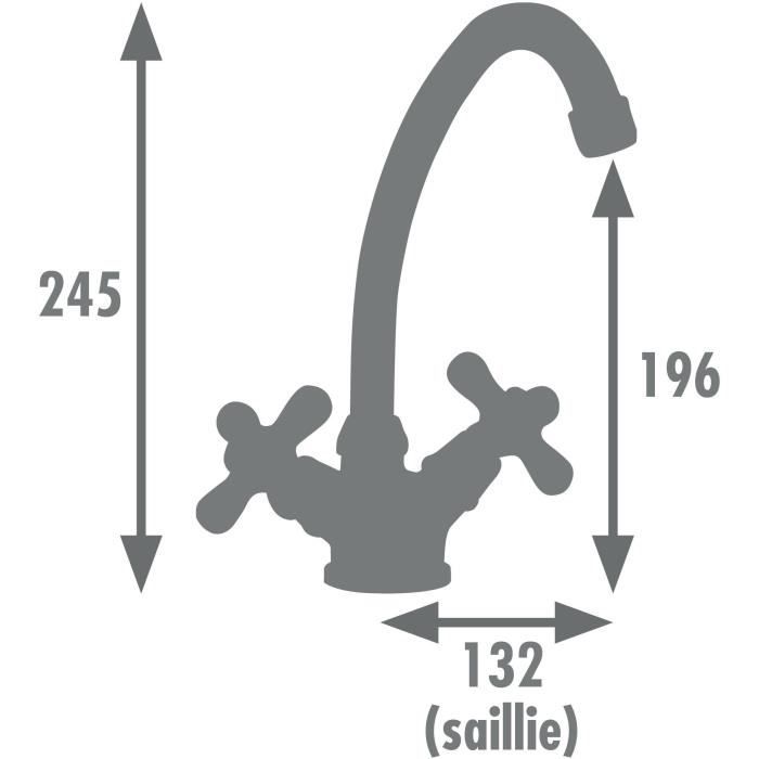 Image secondaire de Mélangeur lavabo - EDOUARD ROUSSEAU - Rétrosol - Embase Ø 52 mm - Bec haut orientable - Vieux Bronze