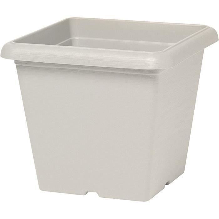 Vaso da fiori quadrato - GARDEN ID - Pietra Bianca Teramo - 40 x 35 cm - Antigraffio - Effetto Pietra - Con Fori