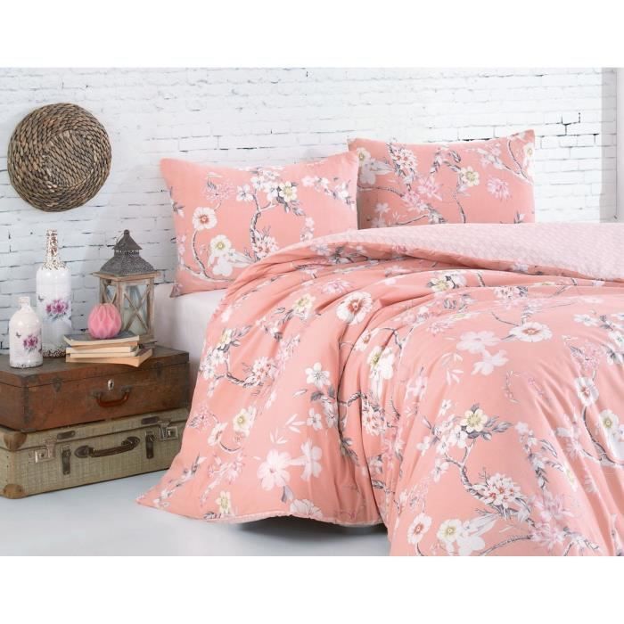 Image secondaire de Parure de lit - 1 housse de couette 220 x 240 cm + 2 taies d'oreiller 60 x 60 cm - 100% coton renforcé - Poudre