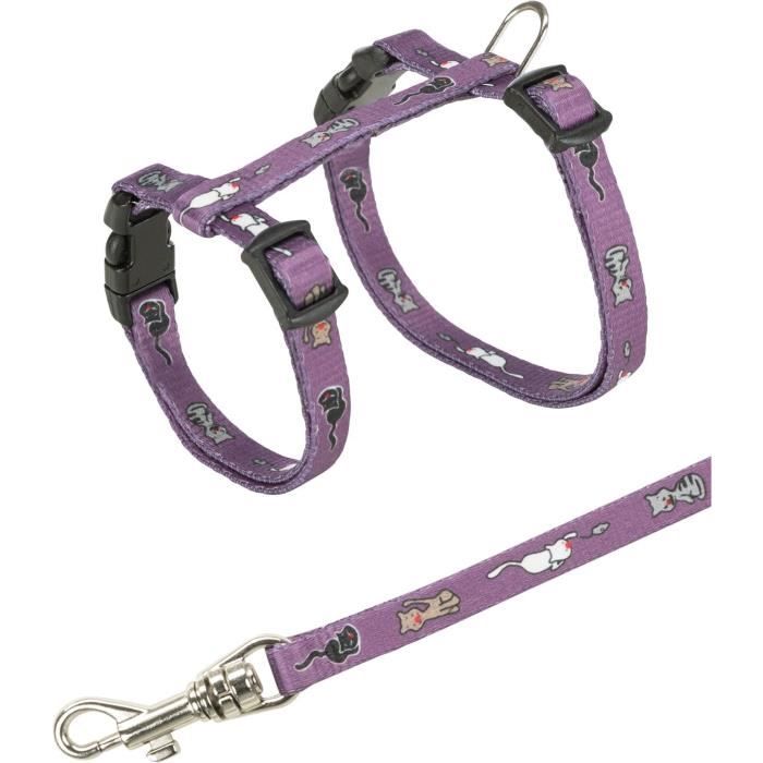 Junior harnais chaton avec laisse - TRIXIE - Motif chat - 2133 cm / 8 mm - 1,20 m