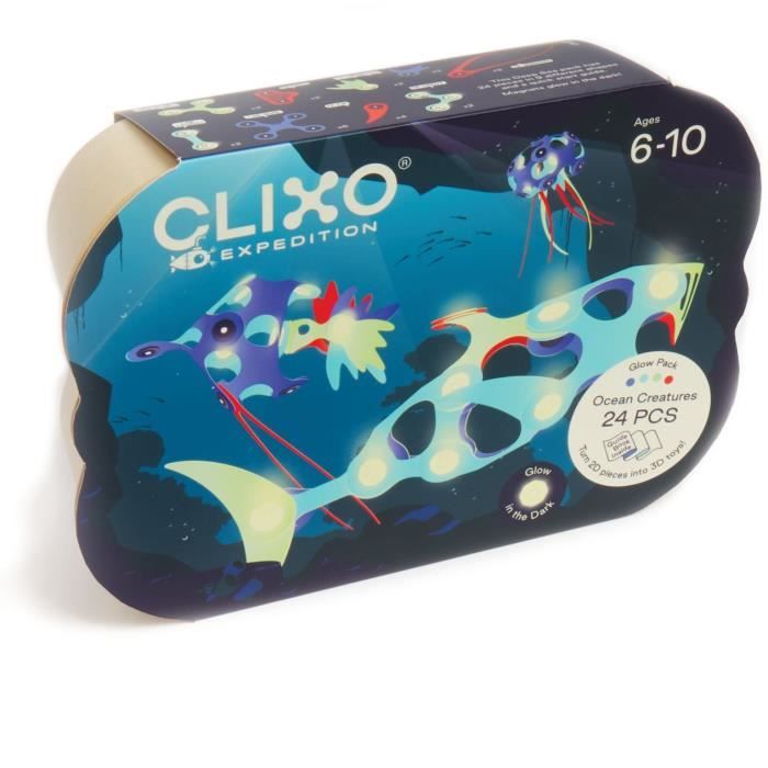 Image secondaire de Jouet de construction magnétique - GIPSY TOYS - OCEAN CREATURES - 24 pièces - Phosphorescent - 9 formes uniques