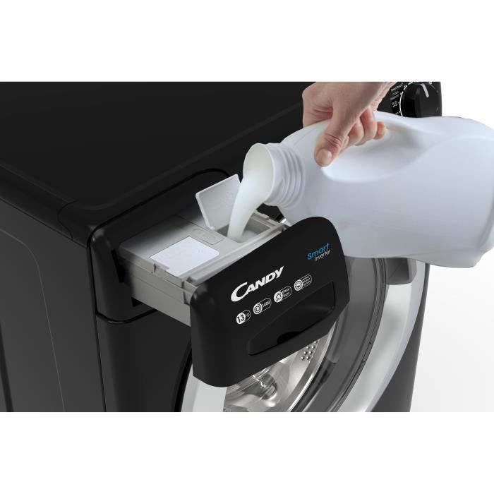 Lave-linge hublot CANDY CSSD1413TWMCBE47 - 13 kg - Induction - Vapeur - 1400 trs/min - Classe B - Noir