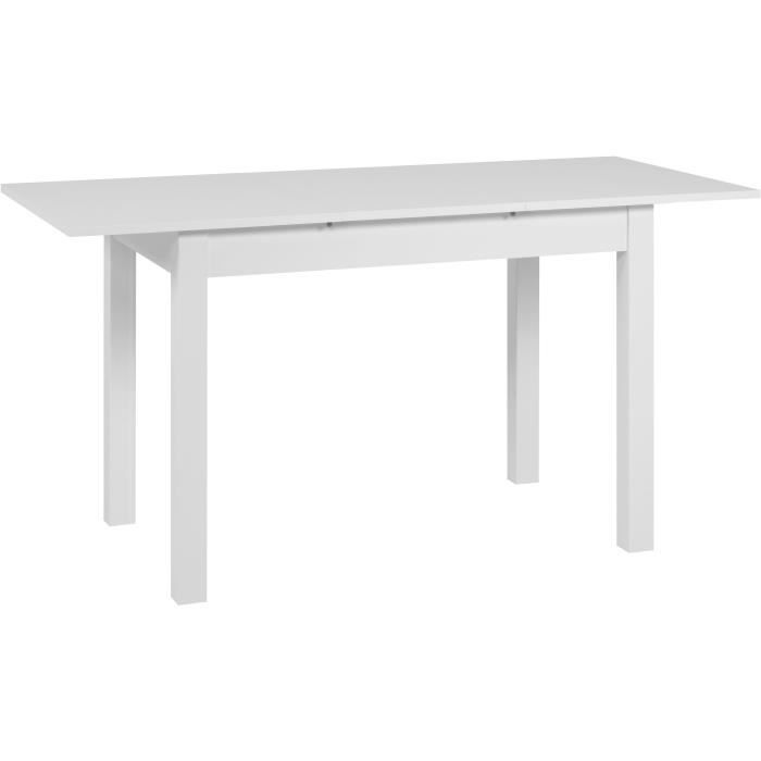 Table Extensible Mora - 1 allonge de 40 cm inclue - 110 / 150 x 75 x 70 cm - Coloris blanc