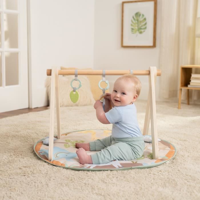 Image secondaire de INGENUITY Tapis d'éveil bébé pliable WonderWood, rond avec arche de jeux en bois, miroir et jouets bébé