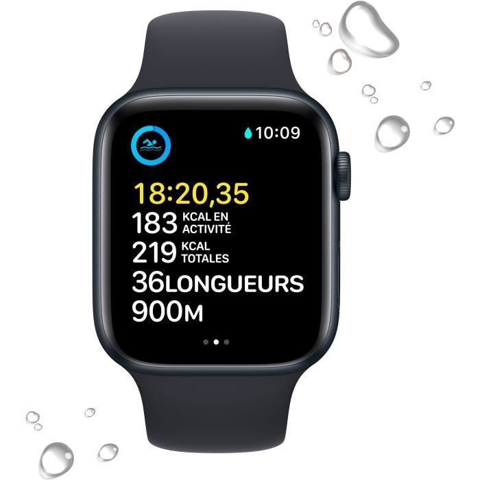 Apple Watch SE GPS (2e génération) + Cellular - 44mm - Boîtier Midnight Aluminium - Bracelet Midnight Sport Band Regular