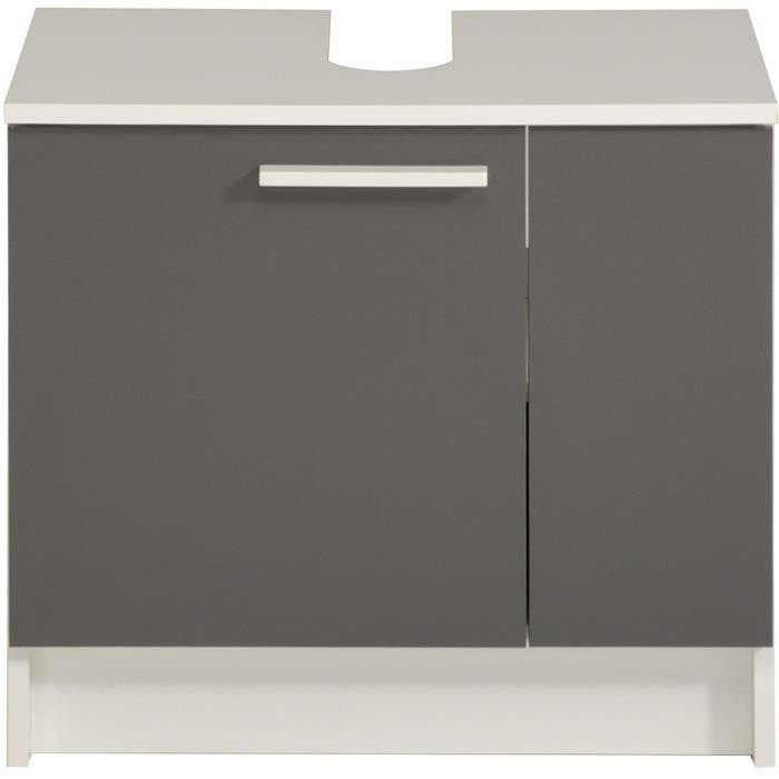 VERSA Meuble lavabo 2 portes - Gris ombre et blanc - - L 59 x P 38 x 55 cm