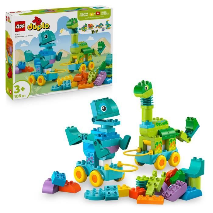 LEGO DUPLO Ma Ville 10451 Dinosaures sur Roues 3-en-1 - Jeu d'éveil des 3 ans
