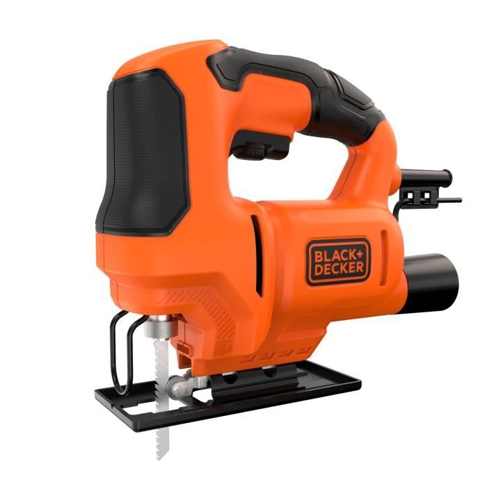 Scie sauteuse 400W - 3000 trs/min, course 18mm, lame en T, capacité de coupe bois 65mm/acier 6mm/alu 10 mm - BLACK+DECKER