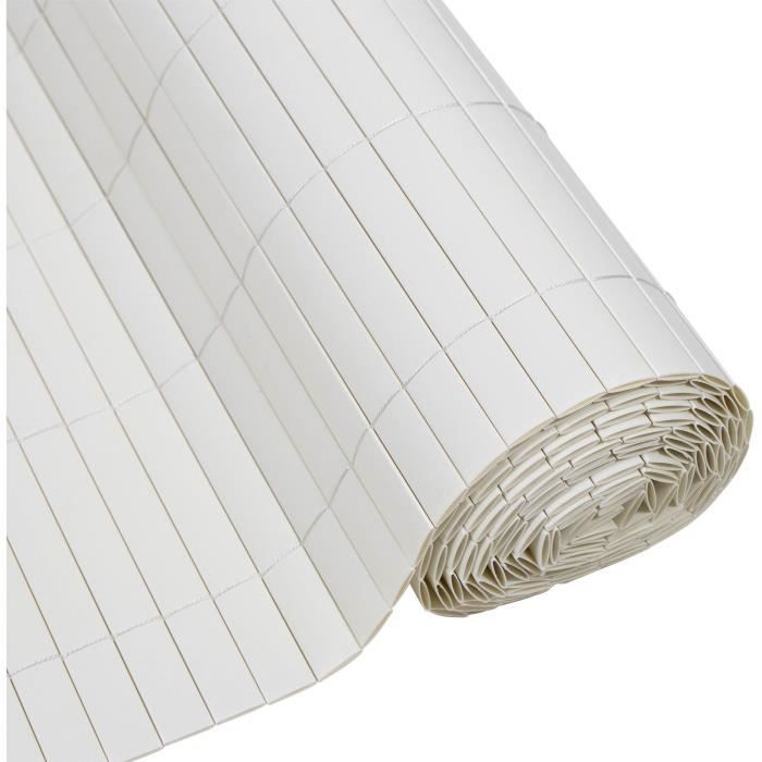 Biombo de caña de PVC de doble cara - NATURE - 1 x 3 m - 1600 g/m² - Opaco 4/5 - Anti-UV - Blanco