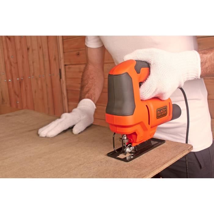 Image secondaire de Scie sauteuse 400W - 3000 trs/min, course 18mm, lame en T, capacité de coupe bois 65mm/acier 6mm/alu 10 mm - BLACK+DECKER