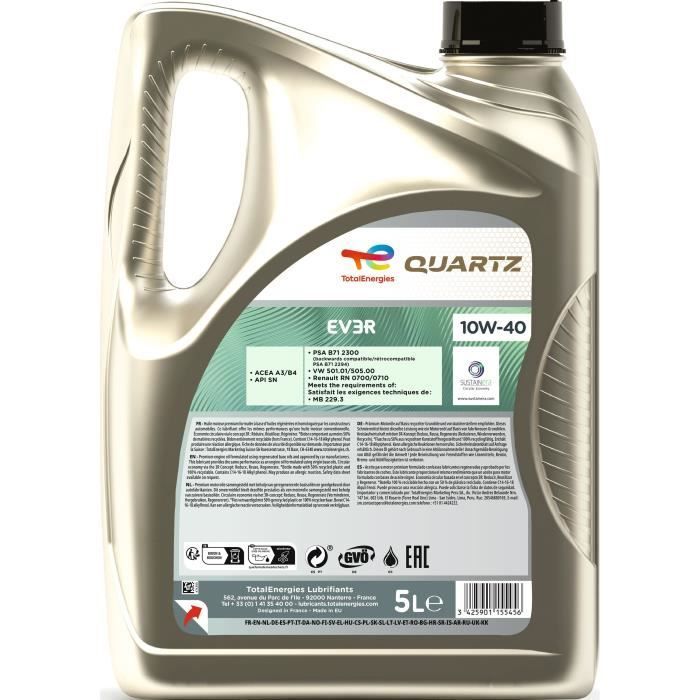 Image secondaire de Huile moteur - TOTALENERGIES - Quartz EV3R 10W-40 - 5L