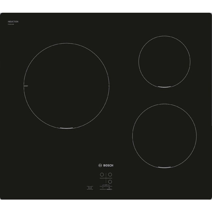 Piano cottura a induzione - BOSCH Serie 2 - 3 fuochi - 52,2 x 59,2 x 5,1 cm - PUC611AA5E - Nero