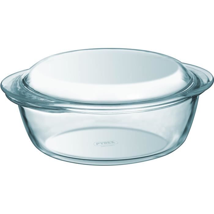 Lot de 2 cocottes - PYREX - Verre - Rond - 1,6 L