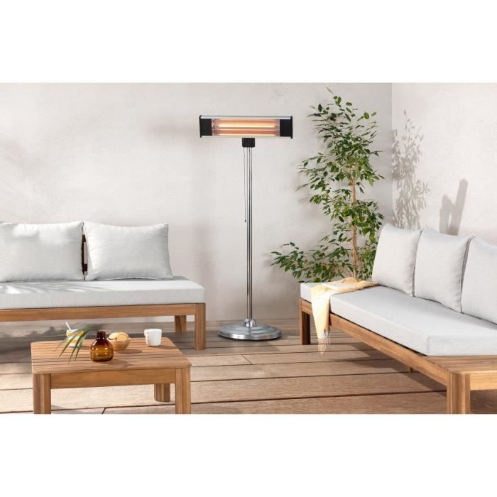 EVATRONIC - Chauffage de terrasse extérieur électrique - 2000W - IP34 – Inclinable - Rayonnement infrarouges en fibre de carbone