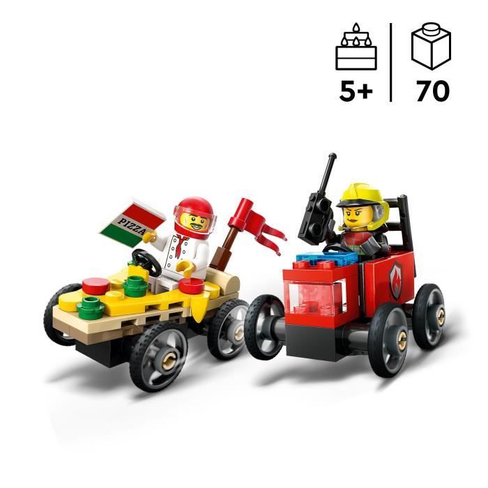 Image secondaire de LEGO City 60458 Pack de bolides de course : camion de pizza contre camion de pompiers