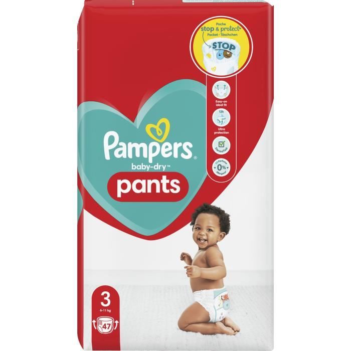 PAMPERS Baby-Dry Pants Taille 3 - 47 Couches-culottes