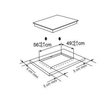 Table de cuisson a induction ROSIERES RES63E 60 cm - Zone Flexible E-space 40X22 cm - 2 zones 20cm