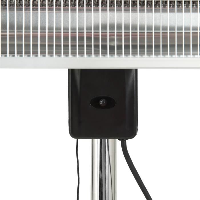 EVATRONIC - Chauffage de terrasse extérieur électrique - 2000W - IP34 – Inclinable - Rayonnement infrarouges en fibre de carbone